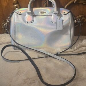 Coach Iridescent Dome Satchel - Holographic Silver